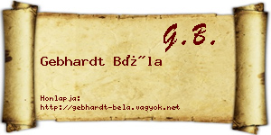 Gebhardt Béla névjegykártya