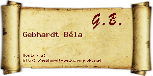 Gebhardt Béla névjegykártya